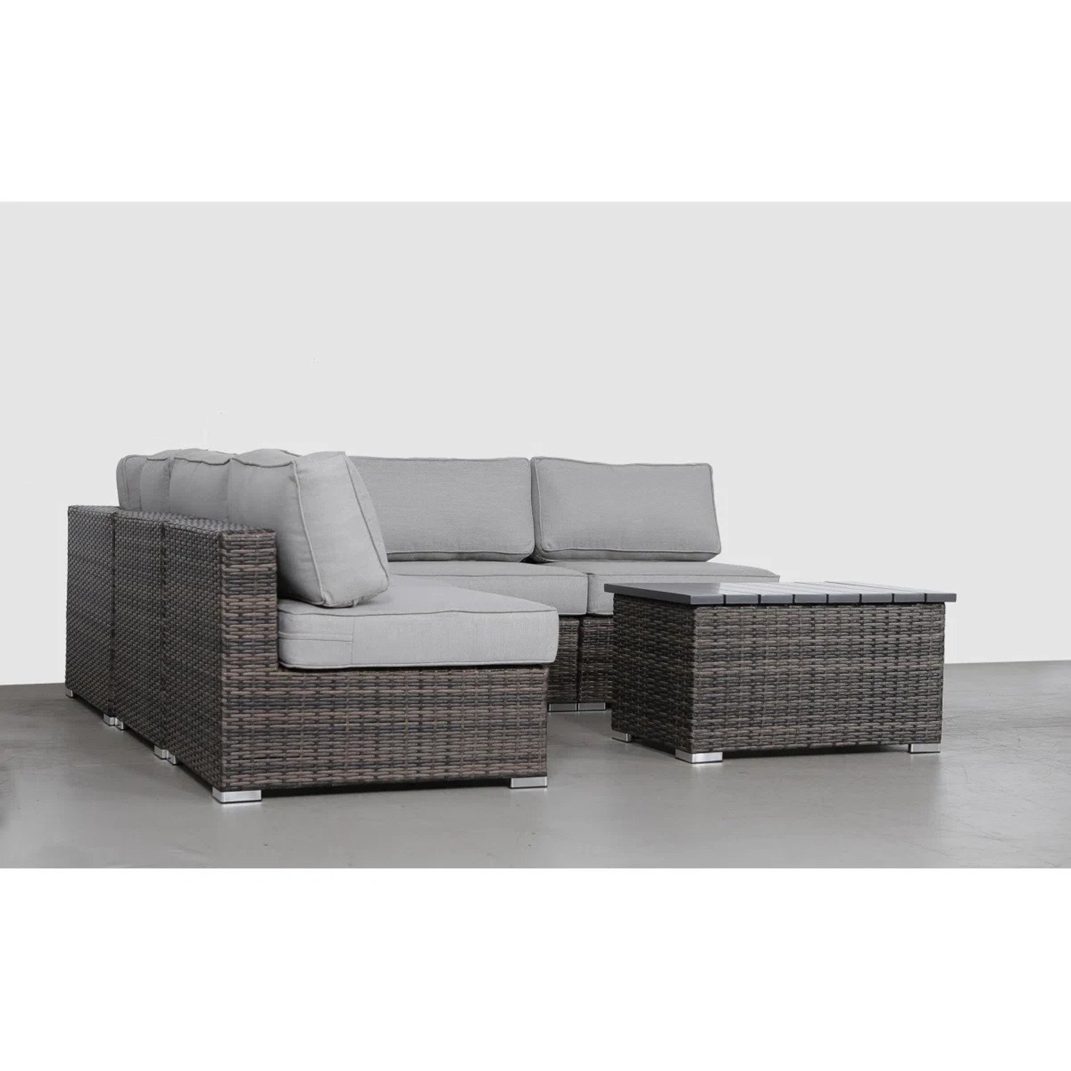 4 Person Patio Sectional Set With Cushions - Brown - Image 6