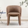Modern Accent Chair Brown Single Sofa Chair, Upholstered Side Chair Teddy Comfy Chair For Dining Room / Bedroom / Living Room / Reception 1 Piece - Brown - Image 3