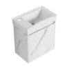 Minimalist Wall Mounted Bathroom Vanity With Ceramic Sink And Storage Cabinet - Carrara White - Image 10