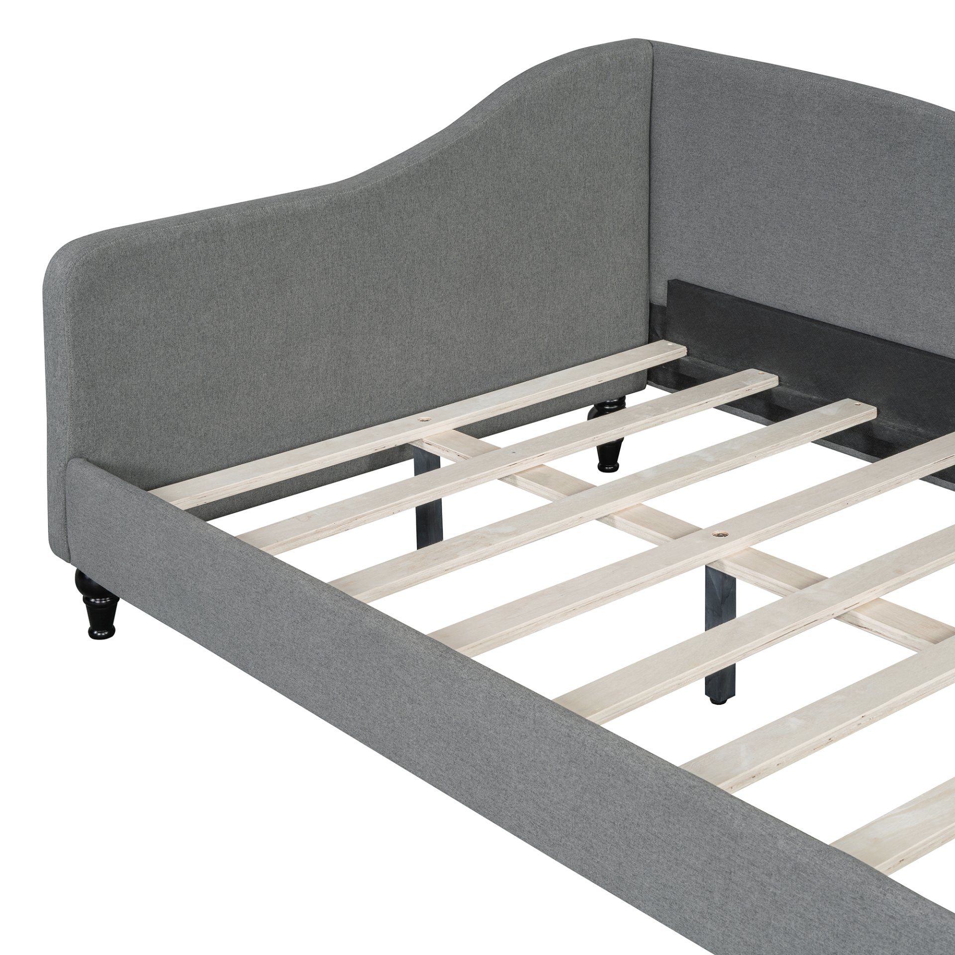 Twin Size L Shaped Linen Daybed With Legs - Gray - Image 9