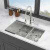 Modern Undermount Double Bowl Kitchen Sink With Dual 10" Deep Basins In Stainless Steel - White - Image 5