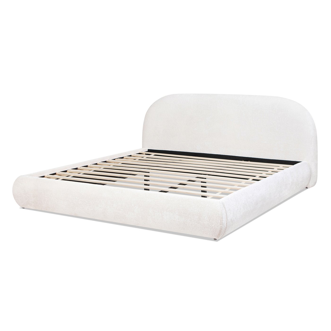 Archie Puffy Grounded - King Upholstered Platform Bed - Almond White - Image 11