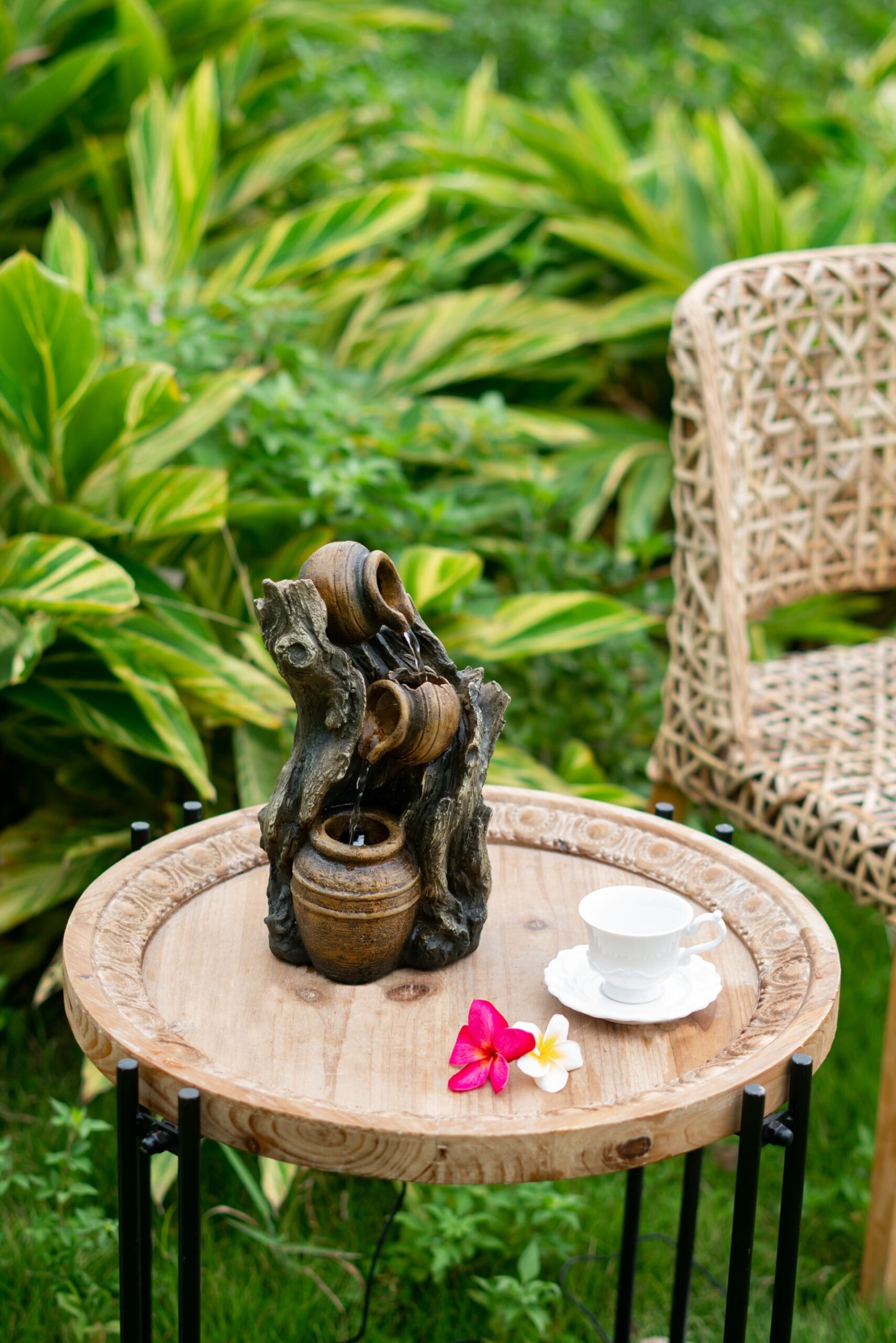 Decorative 3 Tier Water Fountain With Pot Design - Brown - Image 11