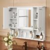Wall Mounted Bathroom Medicine Cabinet, Modern Bathroom Wall Cabinet With Mirror, Mirror Cabinet With Open Shelves - White - Image 20