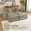 Modern Sofa Modular Sofa Couch Upholstered Corduroy L - Shape Sectional Sofa With Side Storage Pockets For Living Room - Brown - Image 7