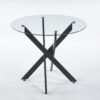 Dining Table With Cross Metal Leg And Tempered Glass, Modern Space Saving Kitchen Table For Living Room - Black - Image 5