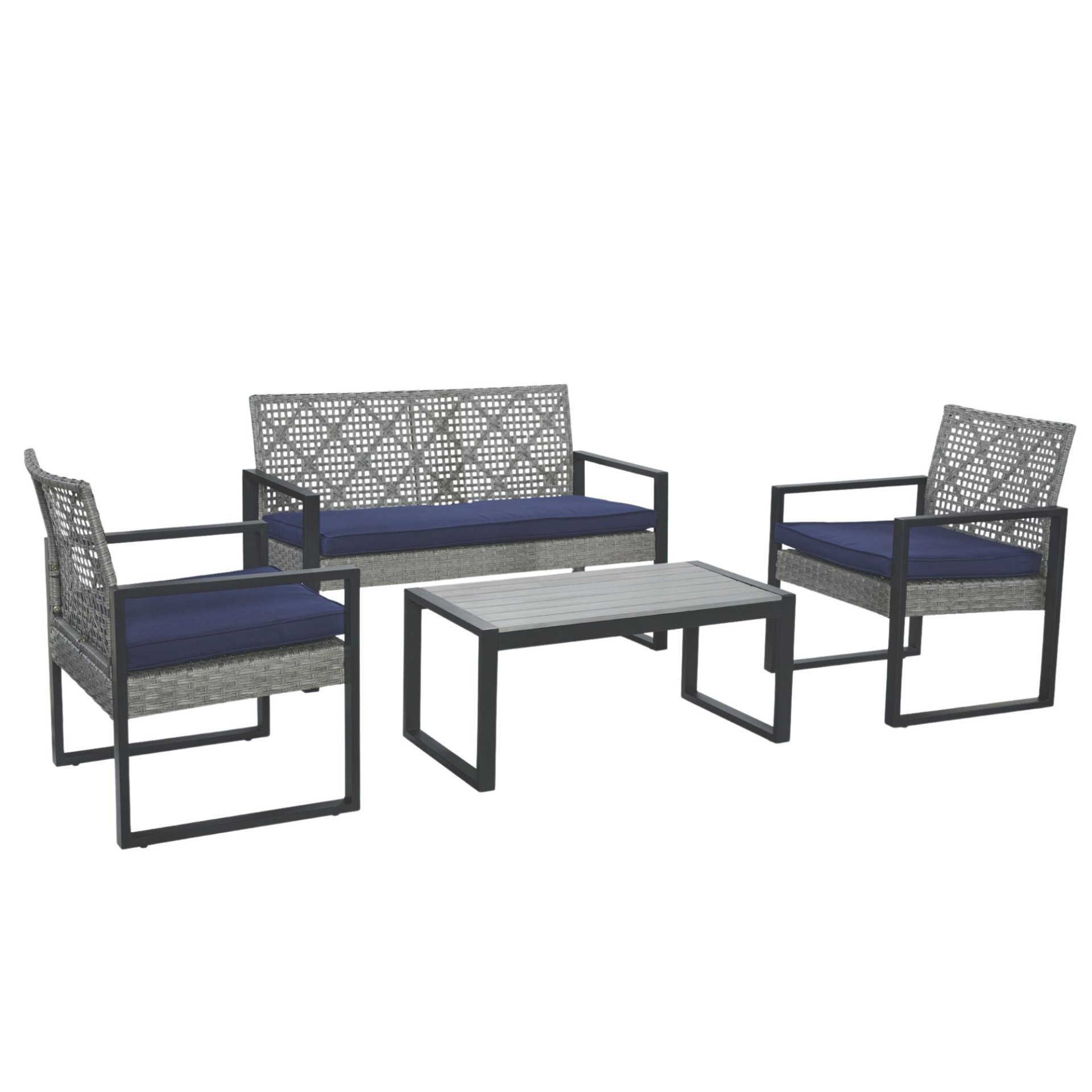 4 Piece Patio Furniture Set With Gray Acacia Wood Table Top - White - Image 14