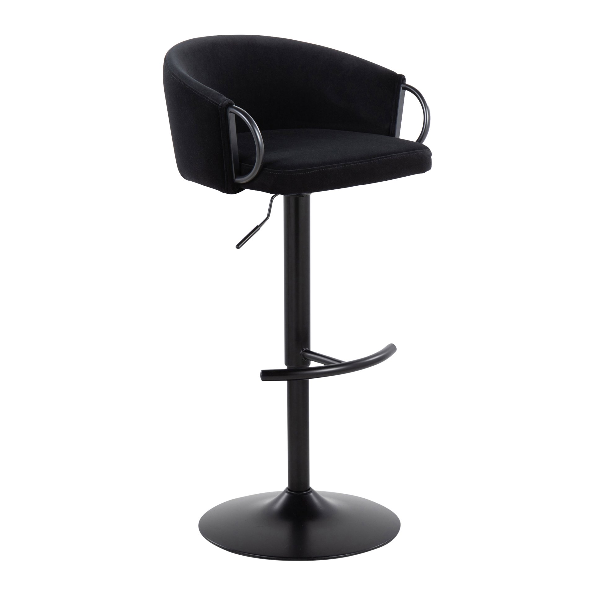 Claire - Contemporary Adjustable Barstool With Swivel With Rounded T Footrest (Set of 2) - Black - Image 2