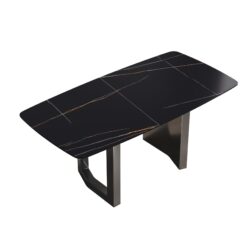 70.87" Modern Artificial Stone Dining Table, Can Accommodate 6-8 People - Black