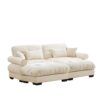 Over Size Modern Velvet 2 Seater Sofa & Ottoman And Round Bolster Armrests - Cream - Image 12