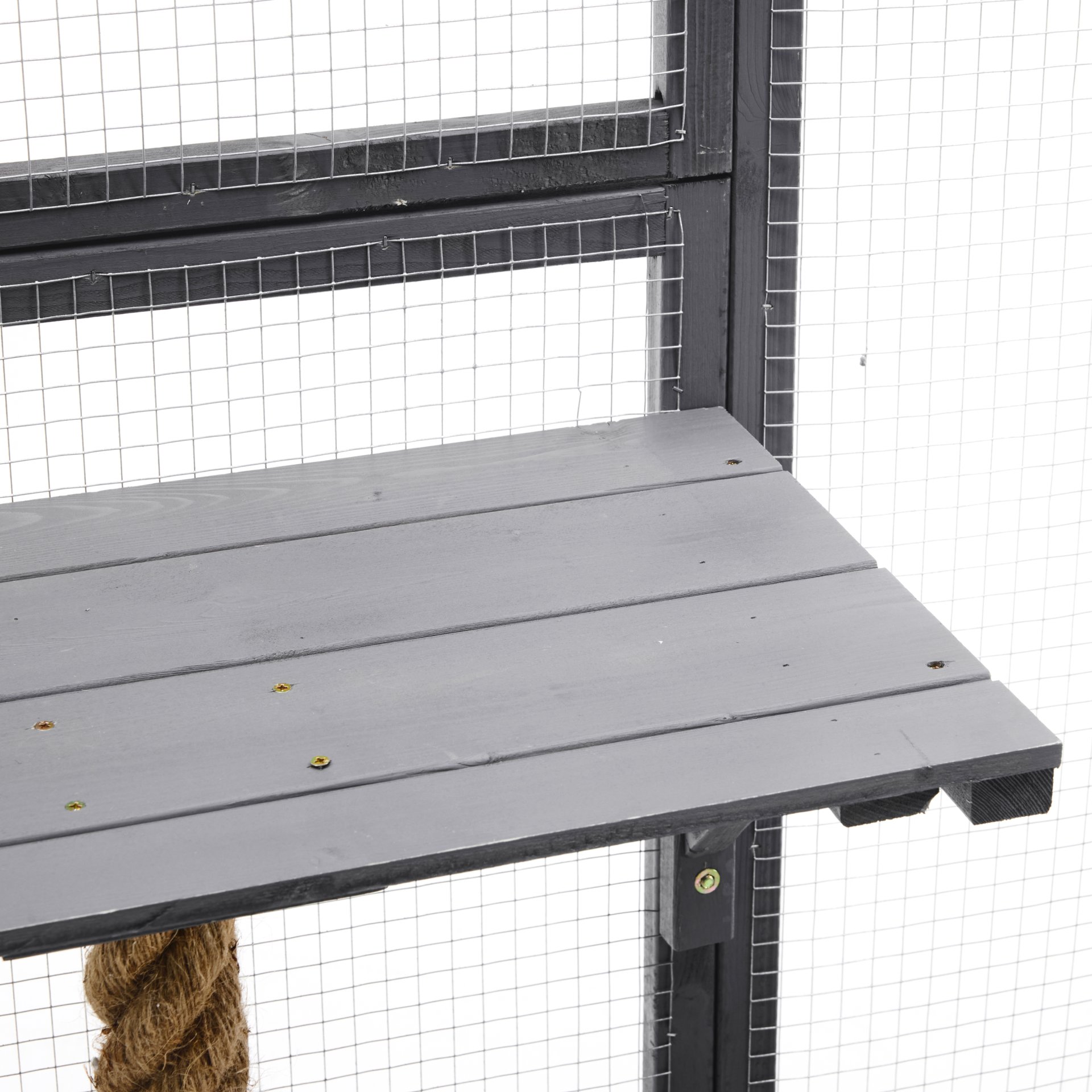 Outdoor Diy Cat House Catio With Double Enter Doors, Platforms, And Condos - Dark Gray - Image 14
