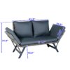1 Pieces Patio Wicker Side Foldable Bench Patio Backyard Conversation Bench Gray Wicker - Dark Gray - Image 3