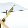 Dining Table With Cross Metal Leg And Tempered Glass, Modern Space Saving Kitchen Table For Living Room, Chrome Legs, Square Table - Golden - Image 10