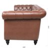 Rolled Arm Chesterfield Three Seater Sofa - Brown - Image 10