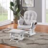 Mason - Glider And Ottoman White Wood - Woven Gray Fabric - Image 4