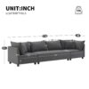 Modern Modular Sectional Oversized 4 Seat Couch Set & 4 Pillows, Minimalist Style Wide Seat Comfy Sofa - Gray - Image 12