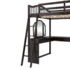 Full Loft Bed With U Shaped Desk, Storage Compartments And Tri Fold Mirror - Espresso - Image 11