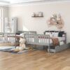 Full Over Full Bunk Bed With Drawers And Ladder For Bedroom - Gray - Image 12