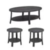 Anze - 3 Piece Coffee Table Set Contemporary Oval Wood Shelf - Charcoal - Image 4