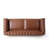 Comfy 3 Seat Sofa With Wooden Legs, Retro Style For Living Room And Study - Light Brown - Image 5