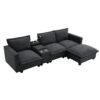Modern Sectional Cloud Sofa With Console USB Charger Reading Light Cup Holder, Wide Seat 4 Seat Modular Couch Storable Indoor Funiture - Dark Gray - Image 4