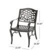 Luminea - Outdoor Aluminum Dining Chair With Scroll Design, Lattice Pattern And Cabriole Legs - Bronze - Image 3