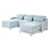 Elegant 3 Seater Sofa With Ottomans And Lumbar Pillow High Resilience Sponge Wooden Base - Sky Blue - Image 22
