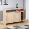 Sideboard Buffet Entry Cabinet Sliding Doors Metal Bar Handles Four Shelves Weathered - White Natural - Image 2
