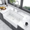 Sink 30" Apron Front Reversible Single Bowl Kitchen Sink With Grid And Strainer - White - Image 5