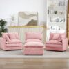 Contemporary Modular Sectional Sofa L Shaped 3 Seater With Movable Ottoman 105 Inch - Pink - Image 6