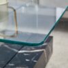 Modern 2 Tier Coffee Table Clear Tempered Glass Top With Marble Texture & Multifunctional Storage Design - Black / Transparent - Image 6