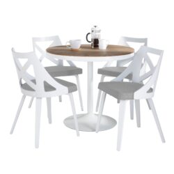 Dakota Charlotte - 5 Piece Contemporary Dining Set - White / Brown / Light Gray