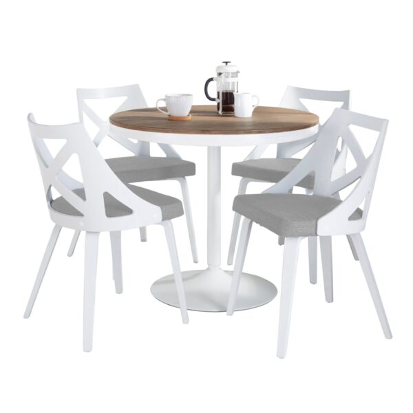 Dakota Charlotte - 5 Piece Contemporary Dining Set - White / Brown / Light Gray