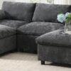 Modular Sectional With Storage Pockets, 5 Seat U Shaped Couch Set With Pillows Free Combination Modern Cloud Sofa With 2 Movable Ottoman - Dark Gray - Image 14