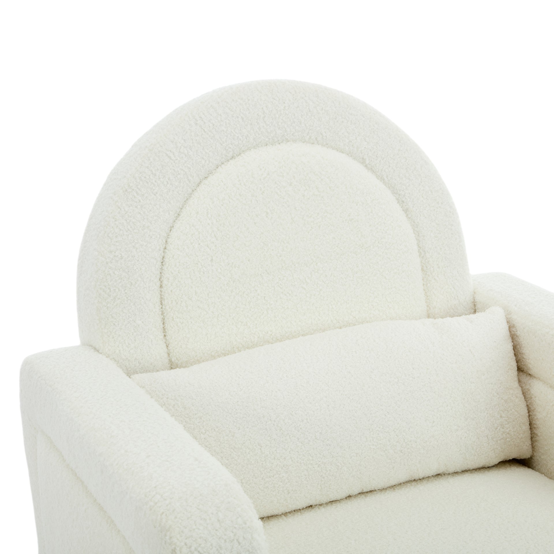 Accent Rocking Chair With Curved Back & Pillow, Base, Ultimate Comfort For Living Room Or Nursery - Cream White - Image 18