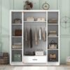 4 Door Wardrobe With 1 Drawer - White - Image 8