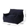 Allea - Velveteen Bean Bag Chair With Armrests - Midnight Blue - Image 3
