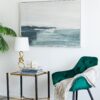 Large Rectangle Framed Wall Art Ocean Waves Canvas Print, Home Decor For Living Room Foyer Office - White / Blue - Image 5