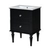 Bathroom Vanity Cabinet With Ceramic Sink Combo Set, Frame Modern Bathroom Storage Cabinet With 2 Drawers - Black - Image 13