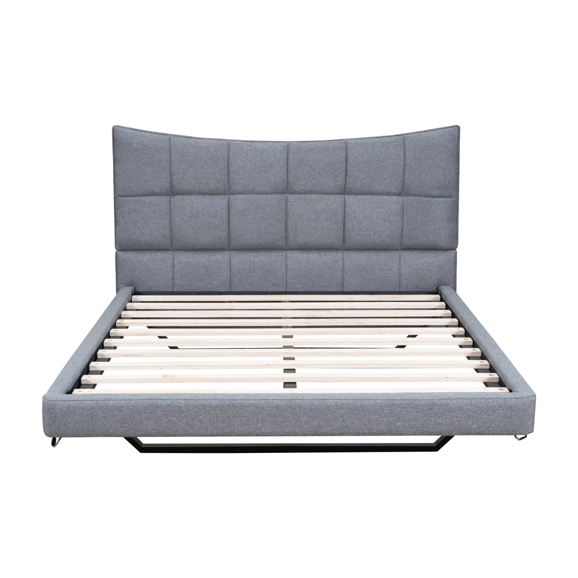 Full Size Upholstered Platform Bed With LED Lights, USB Ports And Outlets - Gray - Image 3