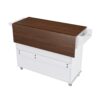 Kitchen Island Cart With Foldable Tabletop & Drop Leaf Mobile Breakfast Bar With Wood Top And Storage - White / Walnut - Image 20
