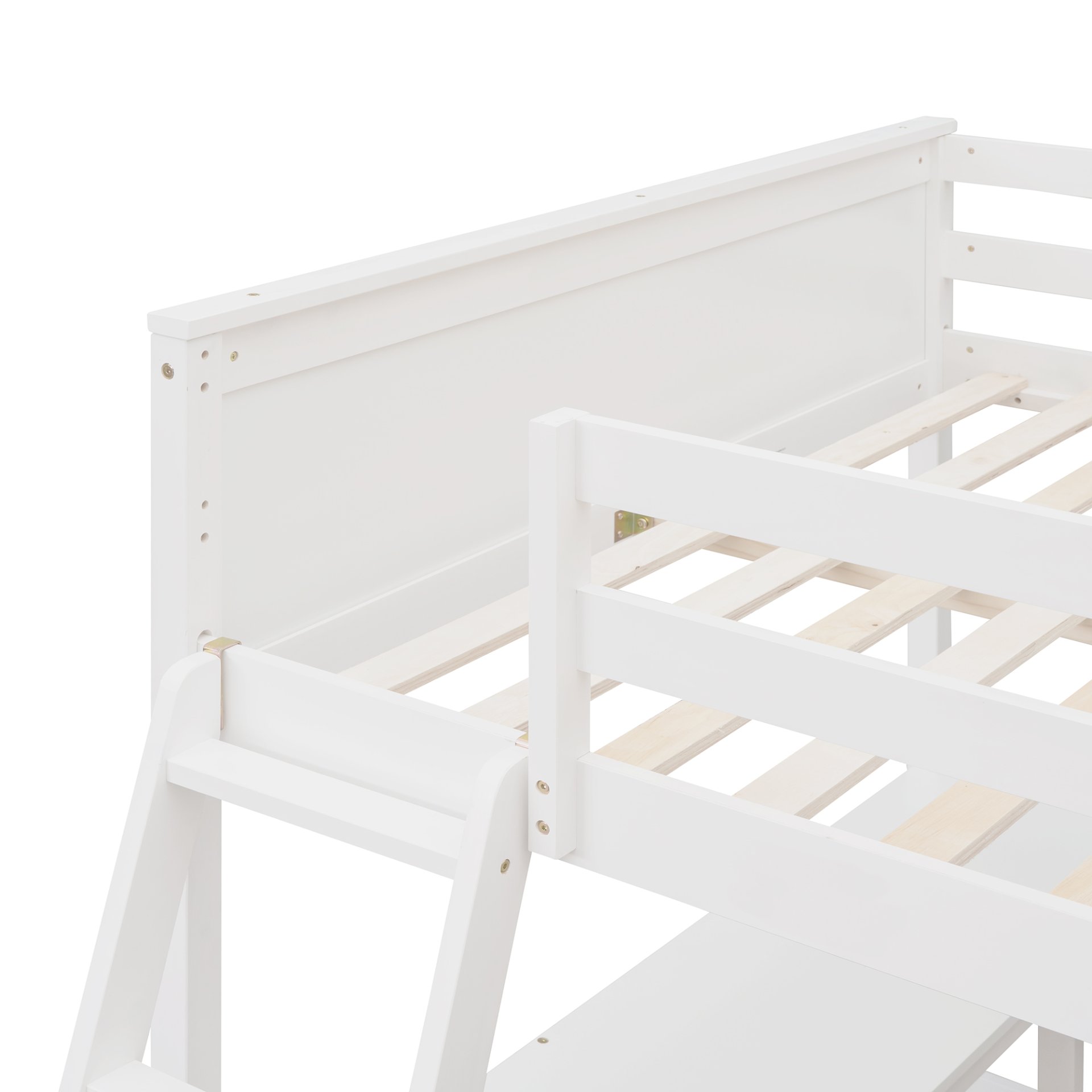Full Size Loft Bed With Shelves With Desk - White - Image 16