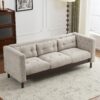Upholstered Sofa Modern 3 Seater Sofa Couch With Tufted Design For Living Room - Grayish Beige - Image 11