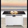 Outdoor 43" Rectangular Fire Pit Table With Adjustable Flame Control - White - Image 9