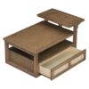Modern Coffee Table, Coffee Table With 1 Storage Shelf, 2 Tabletops And 1 Rattan Drawer For Living Room - Dark Brown - Image 8