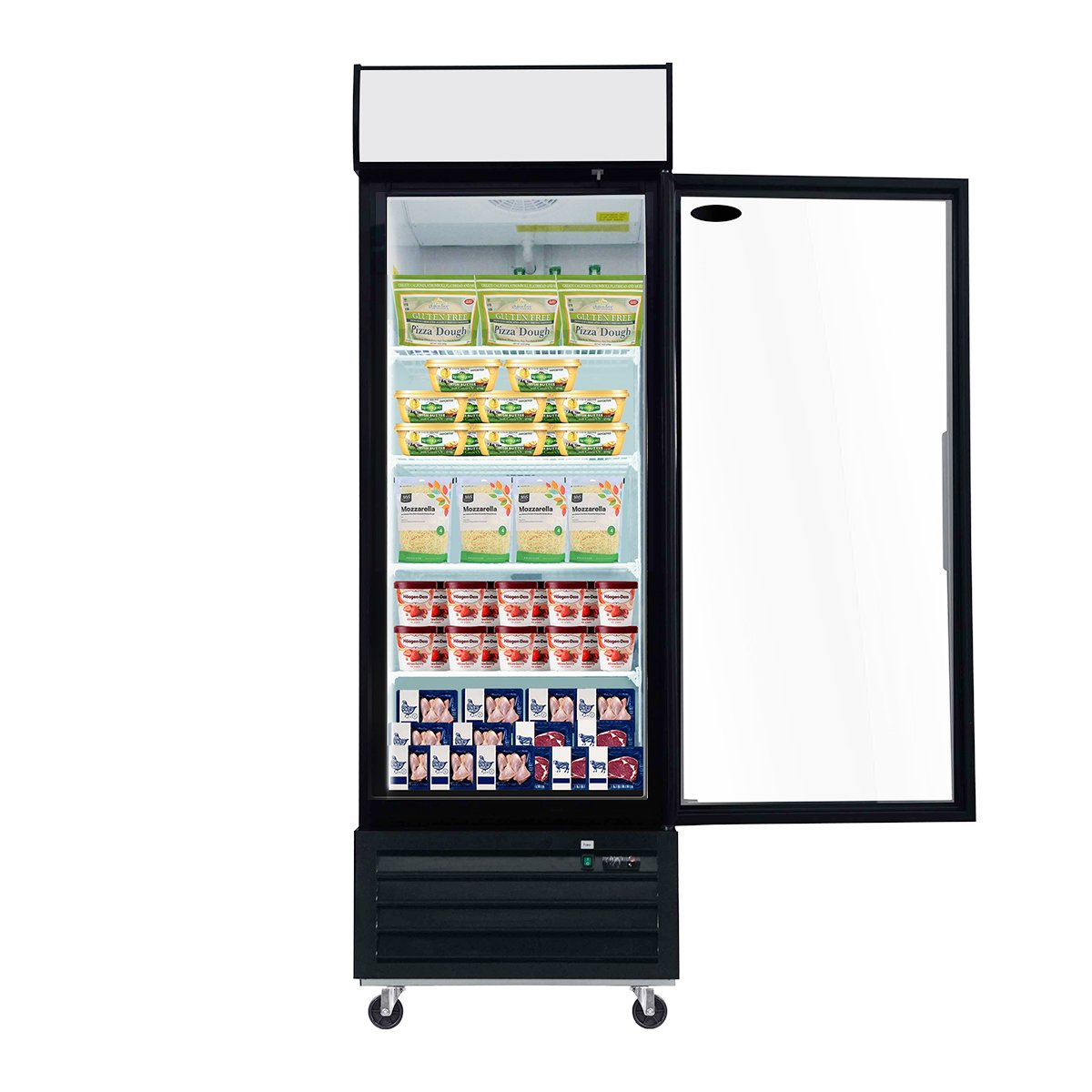 Glass Door Merchandiser Freezer 19.3 Cu.Ft Swing Door Commercial Reach-In Display Freezers With LED Top Panel Upright Freeze Storage - Black - Image 3