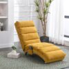 Ergonomic Linen Massage Chaise Lounge With Remote Control - Color, 5 Modes For Office, Living Room, Bedroom - Mustard - Image 4