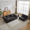 Convertible Floor Sofa Bed With Fixed Shape Frame, Boneless Modular Sectional Sofa, For Living Room - Black - Image 16