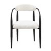 Dining Chairs (Set of 2), Mid-Century Modern Dining Chairs, Kitchen Dining Room Chairs, Round Boucle Backrest Sherpa Dining Chair With Metal Legs - White / Black - Image 4