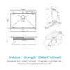 33" Waterfall Kitchen Sink With Pull Out Faucet & Cup Washer, Stainless Steel Ledge Workstation - Antique White - Image 3